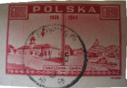 timbre de 1945 représentant les
ruines du château. Suivre le lien pour une description complète.