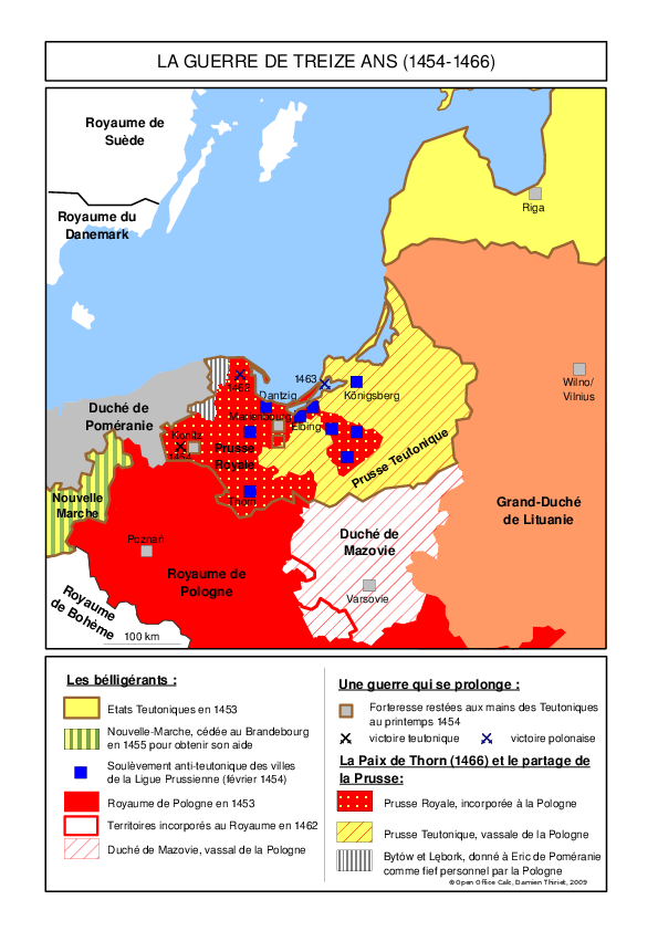 carte de la Guerre de Treize ans