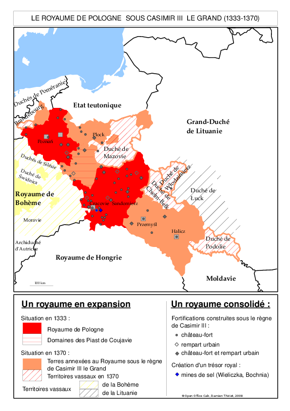 carte du royaume de Pologne, 1333–1370