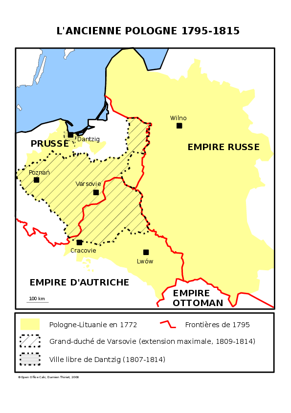 carte du Grand-Duché de Varsovie