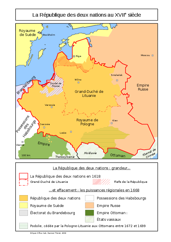 carte de la République des deux nations
au XVIIe siècle