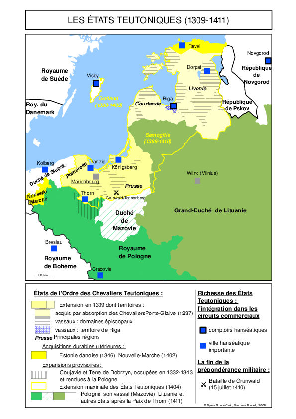 carte des États teutoniques, 1309–1411