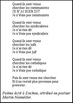 poème de 
Niemöller